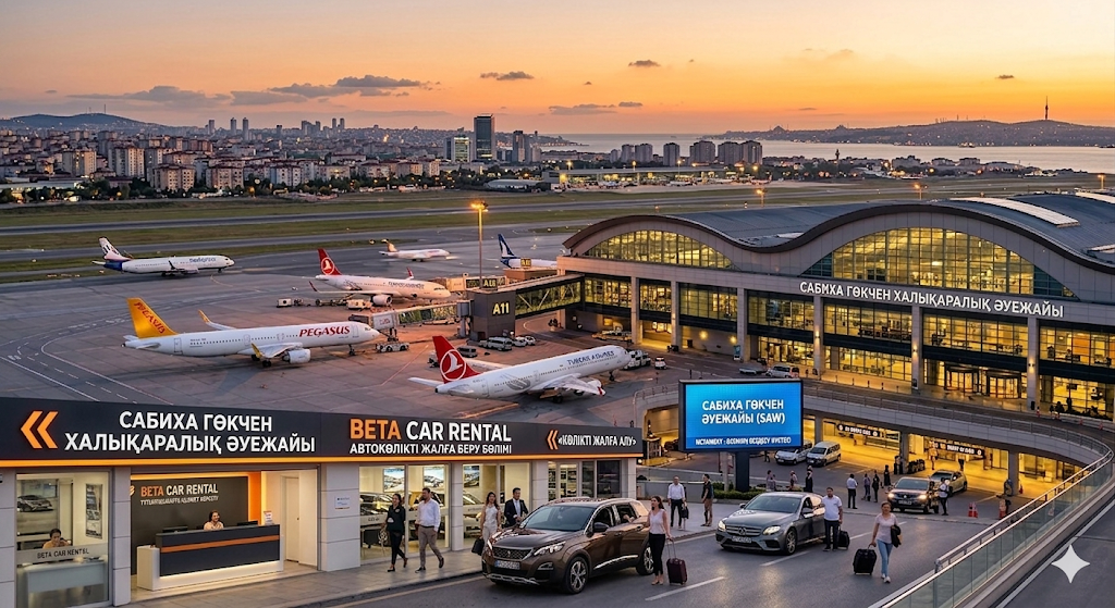 SABIHA GOKCEN AIRPORT ТА CASH DEPOSIT ПЕН CASH PAYMENT АРҚЫЛЫ КӨЛІК ЖАЛҒА АЛУ BETA CAR