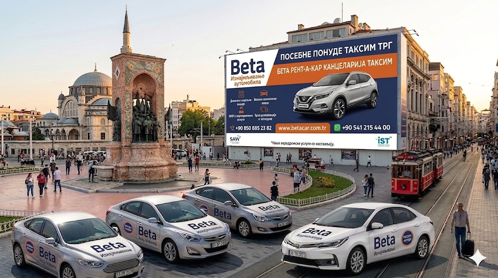 ИЗНАЈМЉИВАЊЕ АУТОМОБИЛА ТАКСИМ ИСТАНБУЛ CASH DEPOSIT И CASH PAYMENT BETA CAR RENTAL