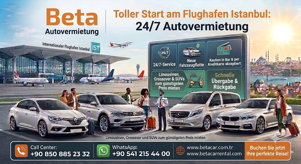 AUTOVERMIETUNG AM FLUGHAFEN ISTANBUL: 24/7 Günstige Auto, SUV & Minivan Miete BETA CAR CASH DEPOSIT